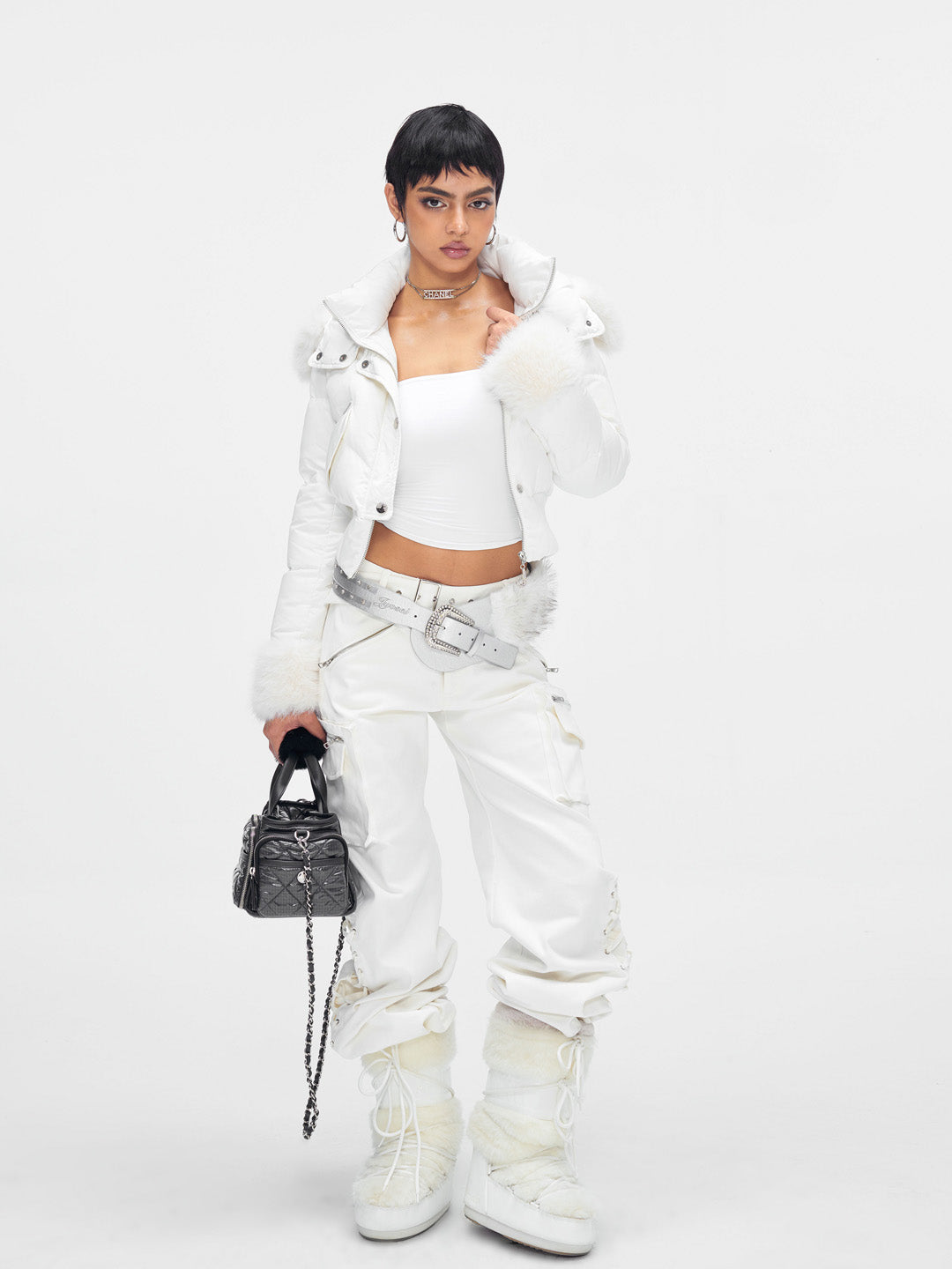 JYOSEI White fur collar down jacket