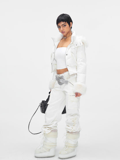 JYOSEI White fur collar down jacket