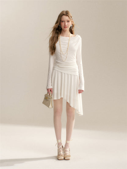 16DEWS 16D246071 Swing collar long sleeved waist cinching dress