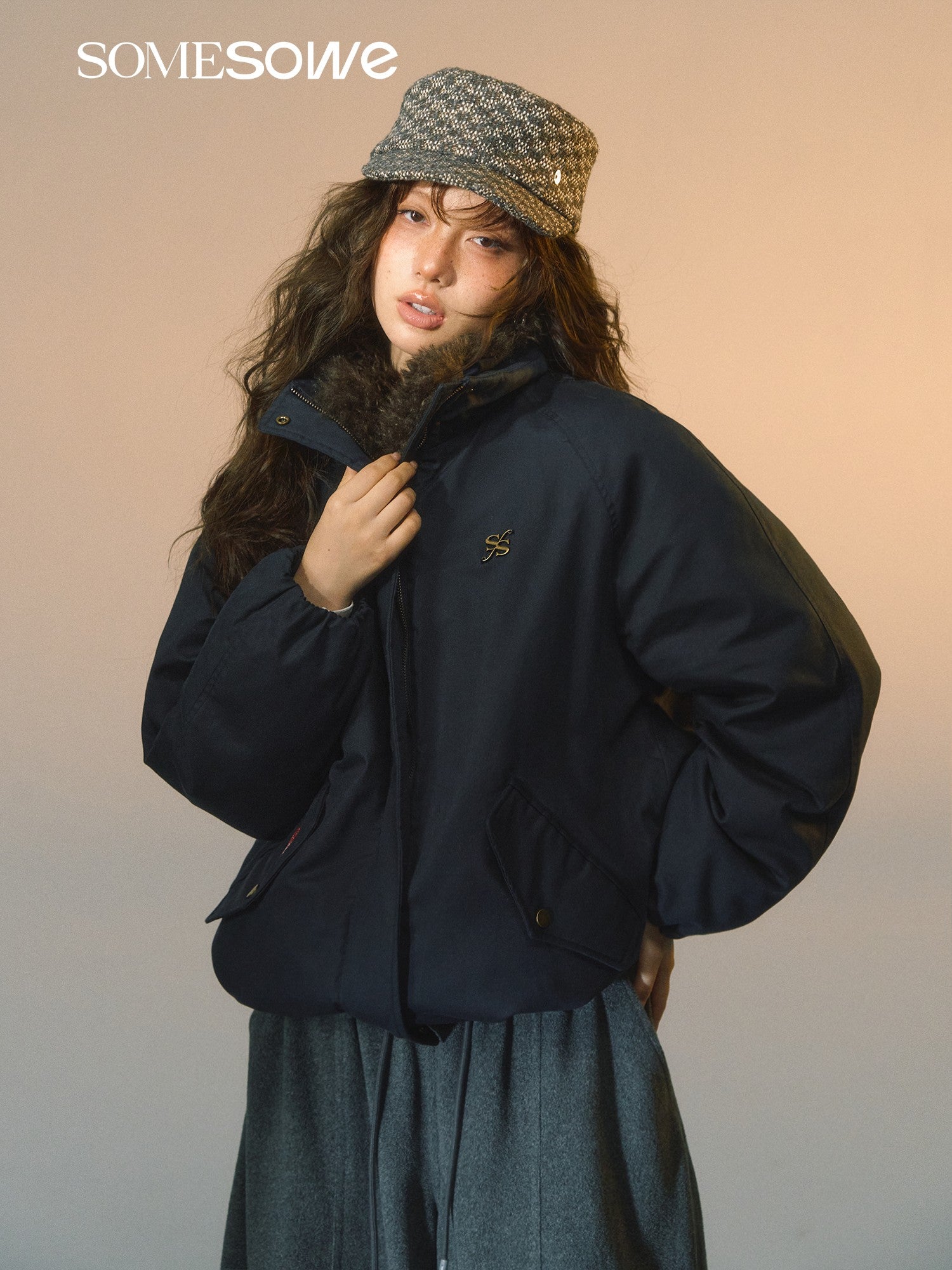 SOMESOWE S2508258 Detachable fur collar down jacket