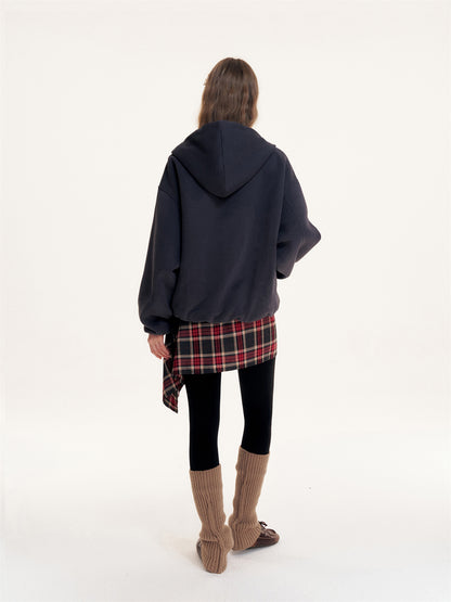 16DEWS 16D25429 Color blocked hooded drawstring sweatshirt jacket