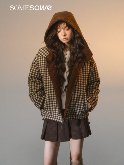 SOMESOWE S2508270 Double sided plaid patchwork fleece jacket
