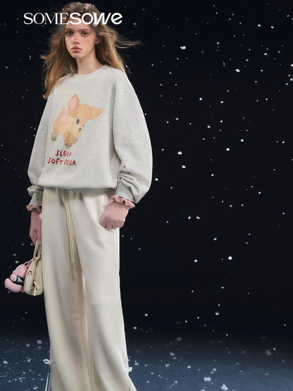 SOMESOWE S2508317 Little deer velvet round neck long sleeved sweatshirt