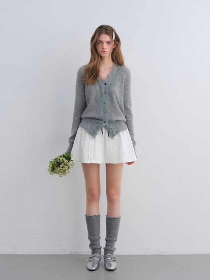 AsGony ASG25673 Folded and pleated placket decorative lace up puffy skirt