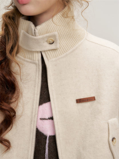 16DEWS 16D25445 Solid Color Australian Wool Double-Sided Jacket