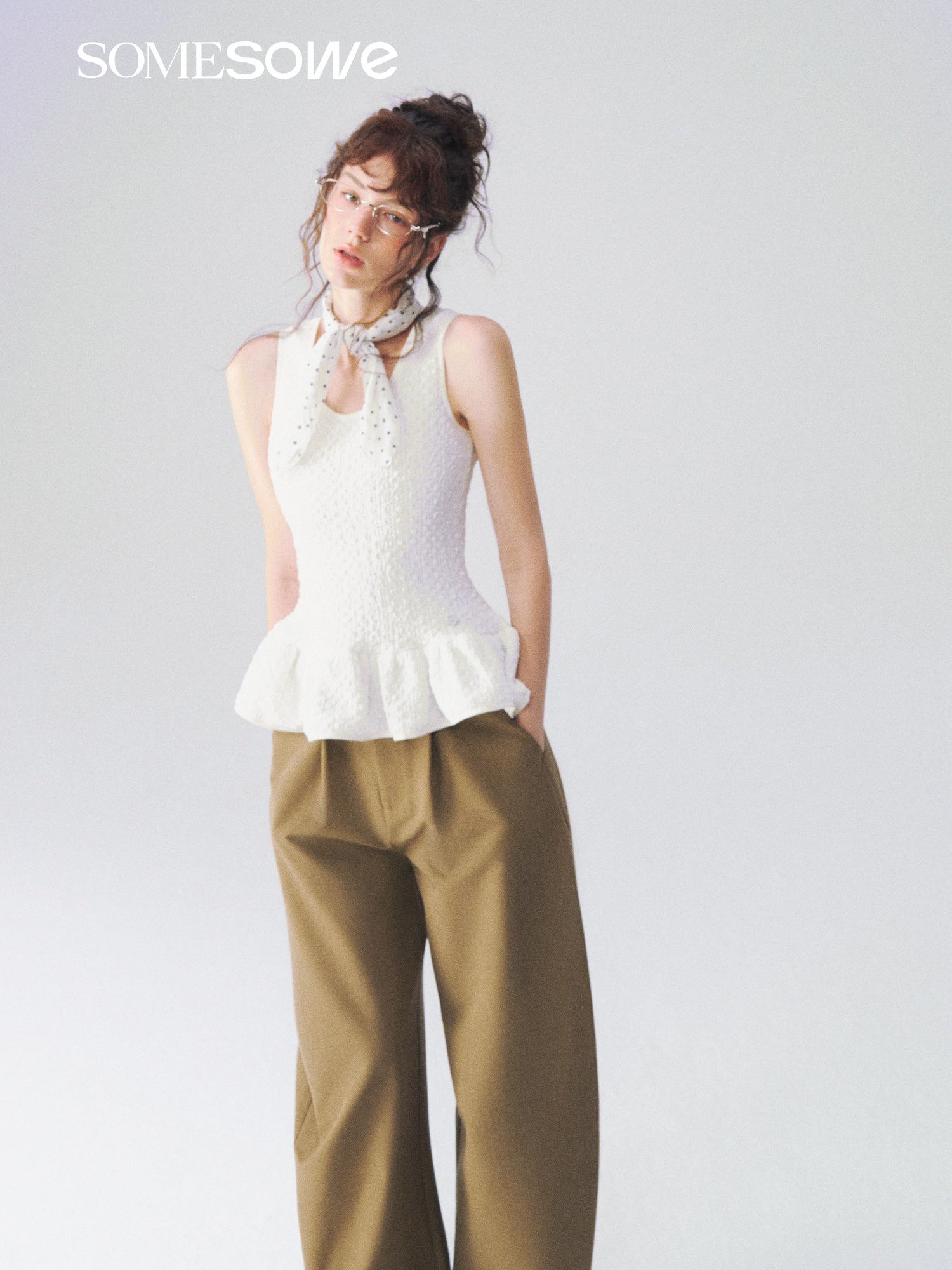 SOMESOWE S2609087 Ruffle sleeveless vest