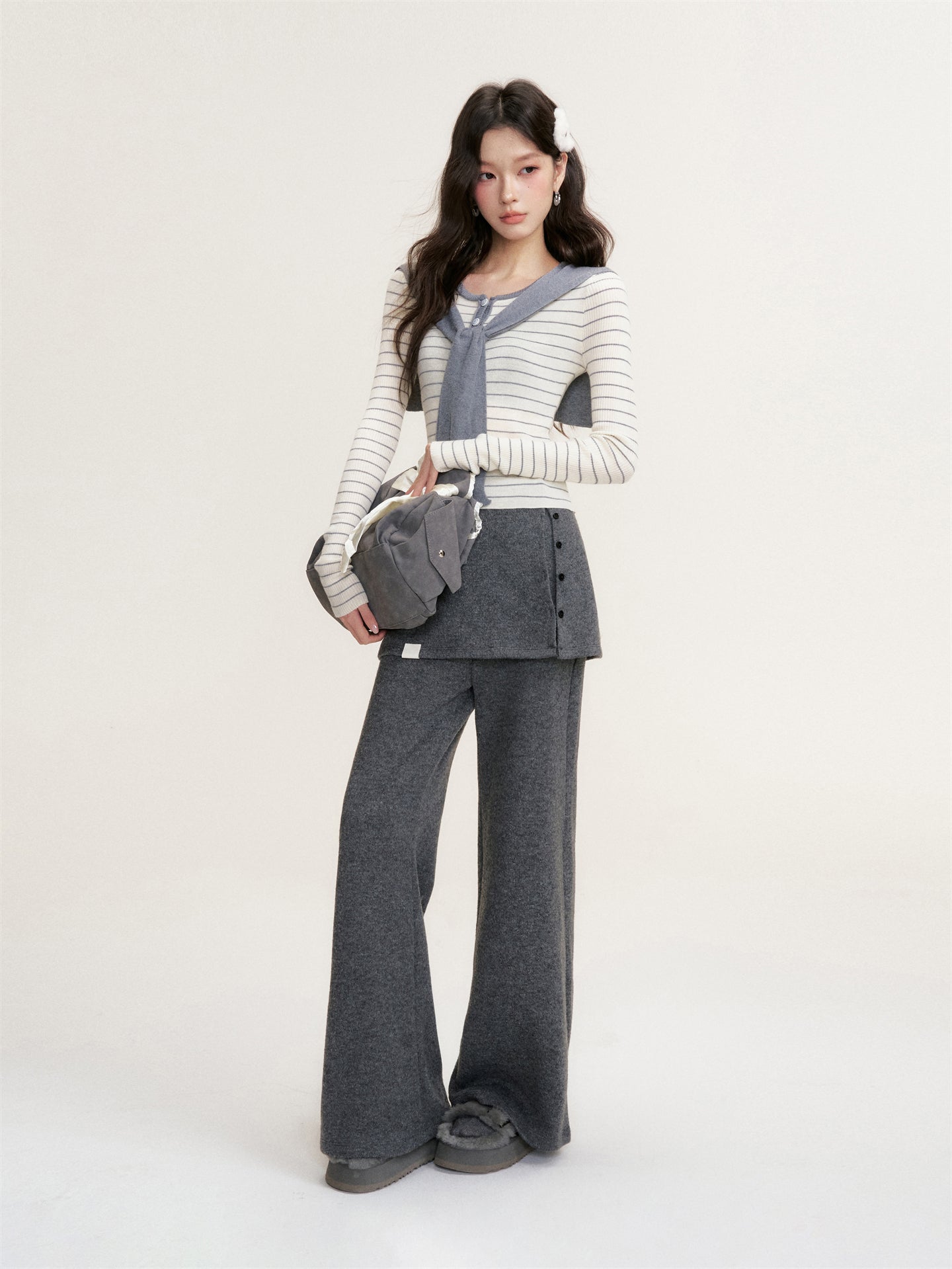 16DEWS 16D25450 High waisted wool casual pants