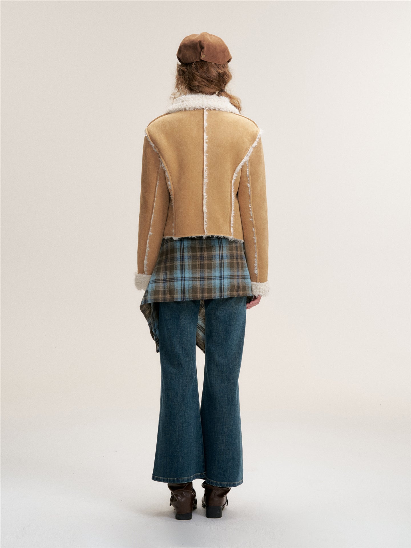 16DEWS 16D25447 Faux Fur Lambskin Collar Jacket