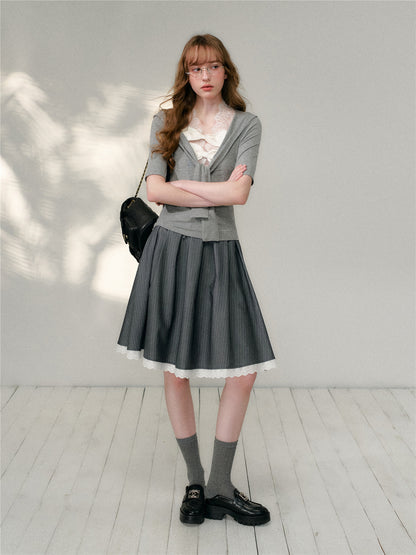 16DEWS 16D26122 Bow stitch mid sleeve top