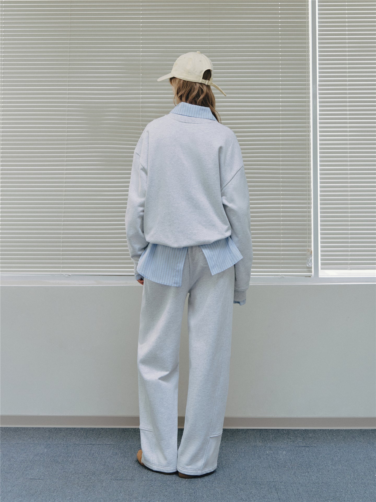 Asgony ASG26538 Elastic Drawstring Paneled Barrel Sweatpants