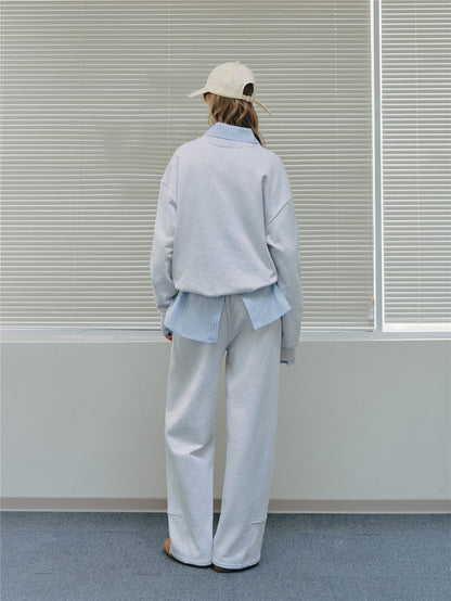 Asgony ASG26538 Elastic Drawstring Paneled Barrel Sweatpants
