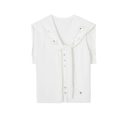 SOMESOWE S2508150 Sailor collar shawl vest