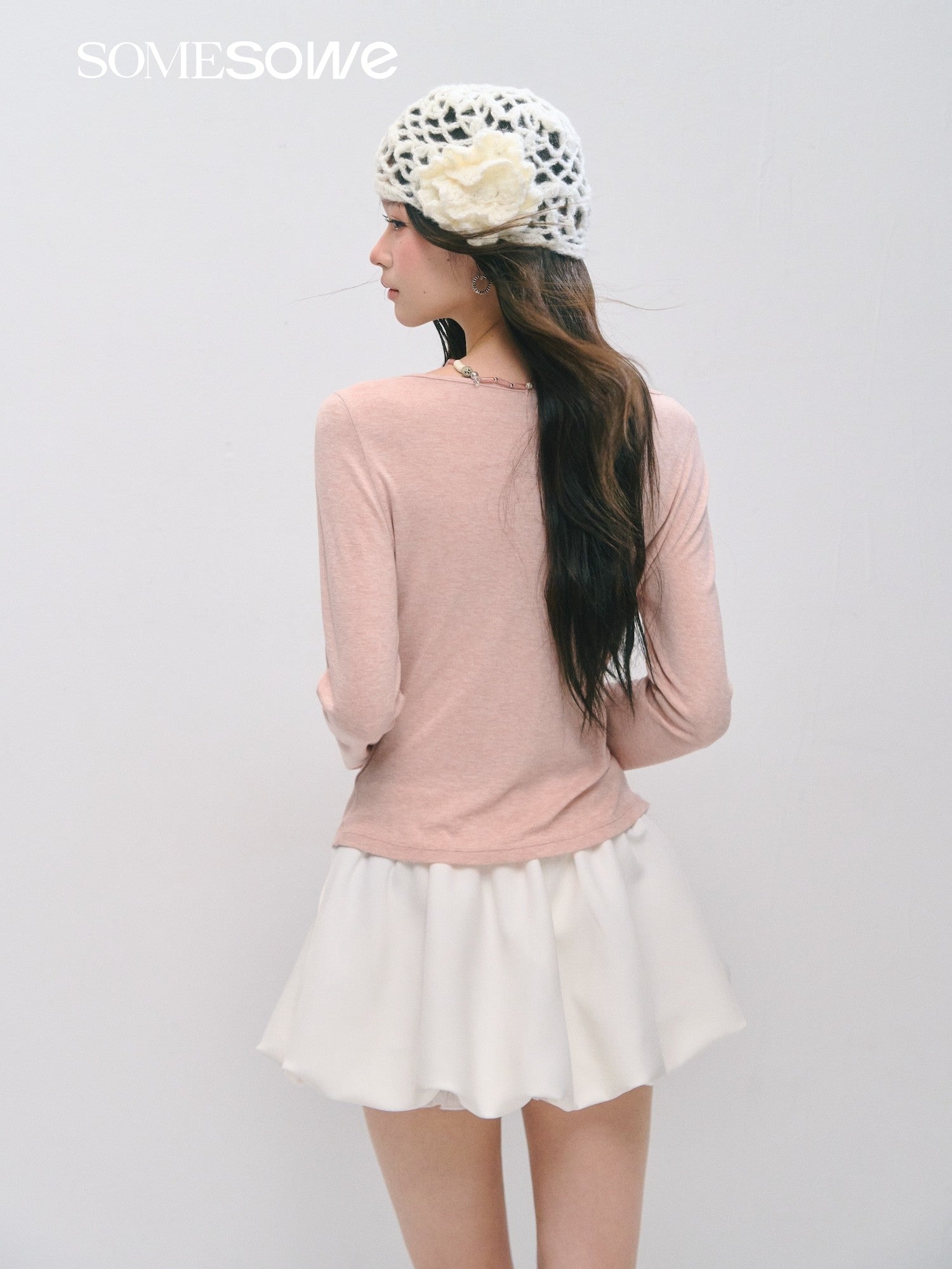 SOMESOWE S2609038 Preppy style pleated flower bud short skirt