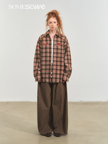 SOMESOWE S2508205 Fun fringe plaid shirt