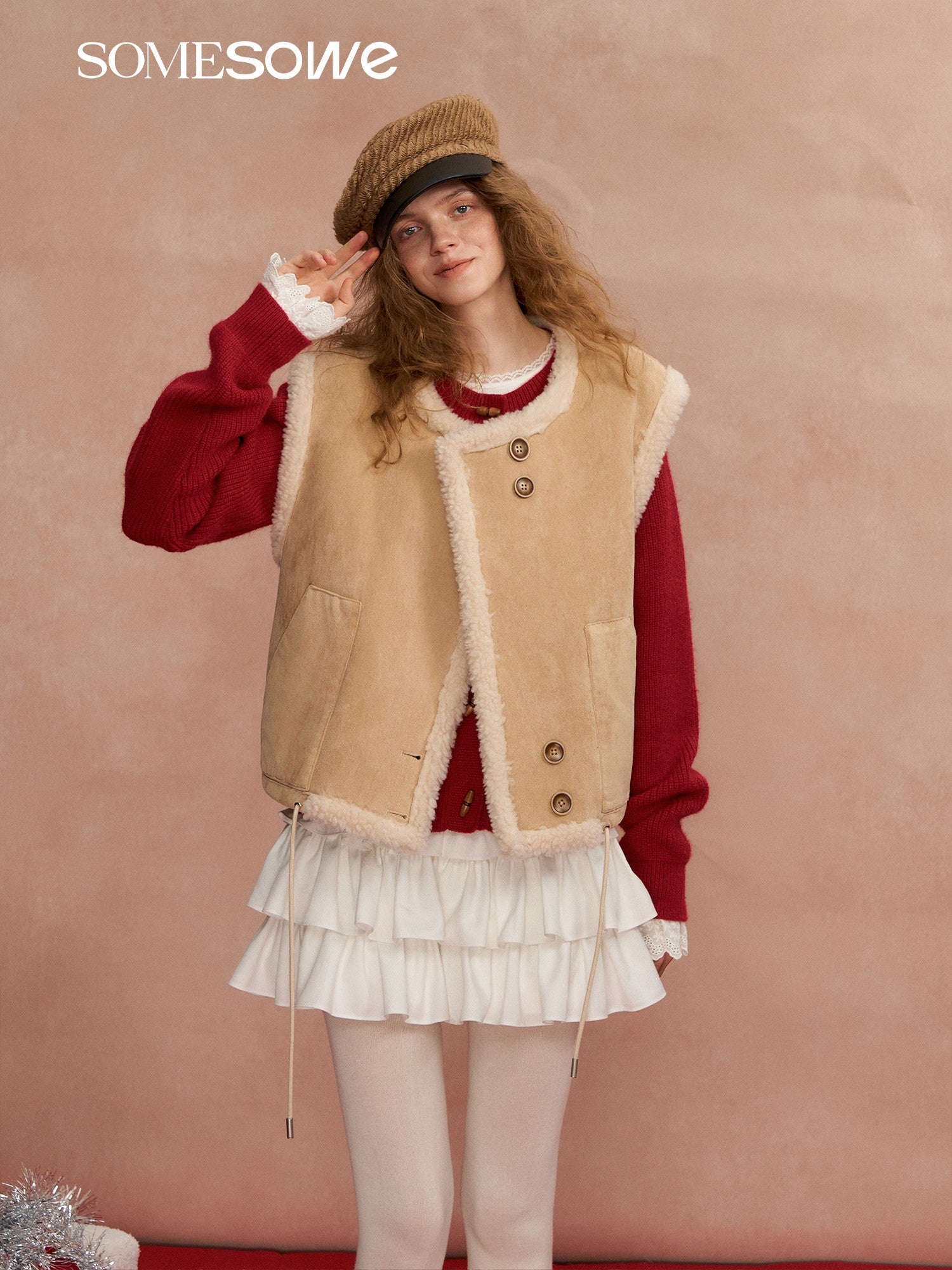 SOMESOWE S2508306 Buckled lambhair double-sided vest