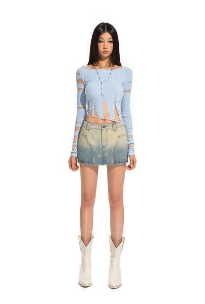 NAWS DQ050724 Gradient denim skirt