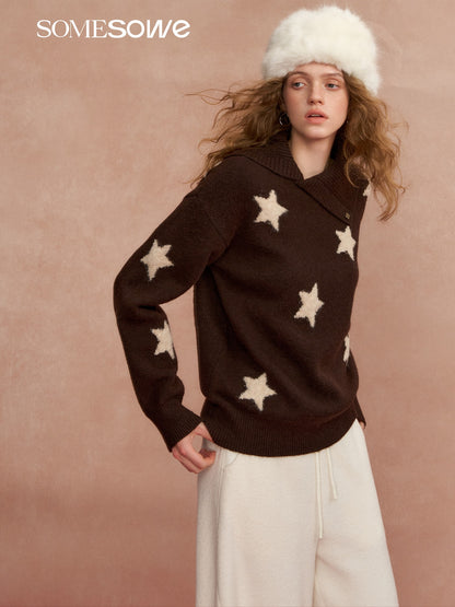 SOMESOWE S2508287 Irregular Collar Star Sweater