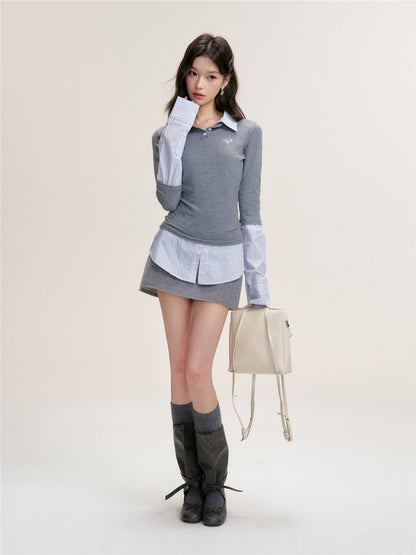 16DEWS 16D25466 Shirt collar knitted top