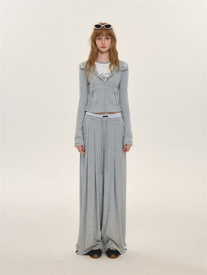 Asgony ASG26599 &amp; ASG26600 Color-Block Patchwork Jacket &amp; Draped Casual Pants