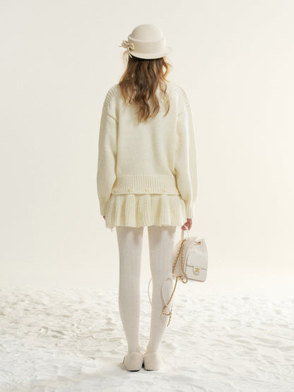 16DEWS 16D25530 Lazy round neck thick needle sweater