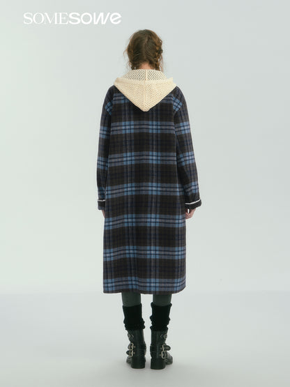 SOMESOWE S2407252 Contrasting plaid long coat