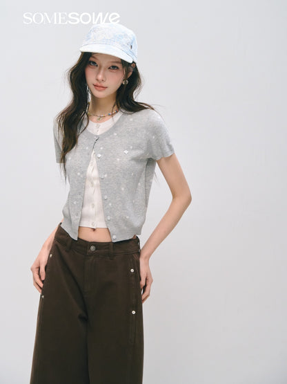 SOMESOWE S2609046 Wave Point Fake Two Knitted Tops