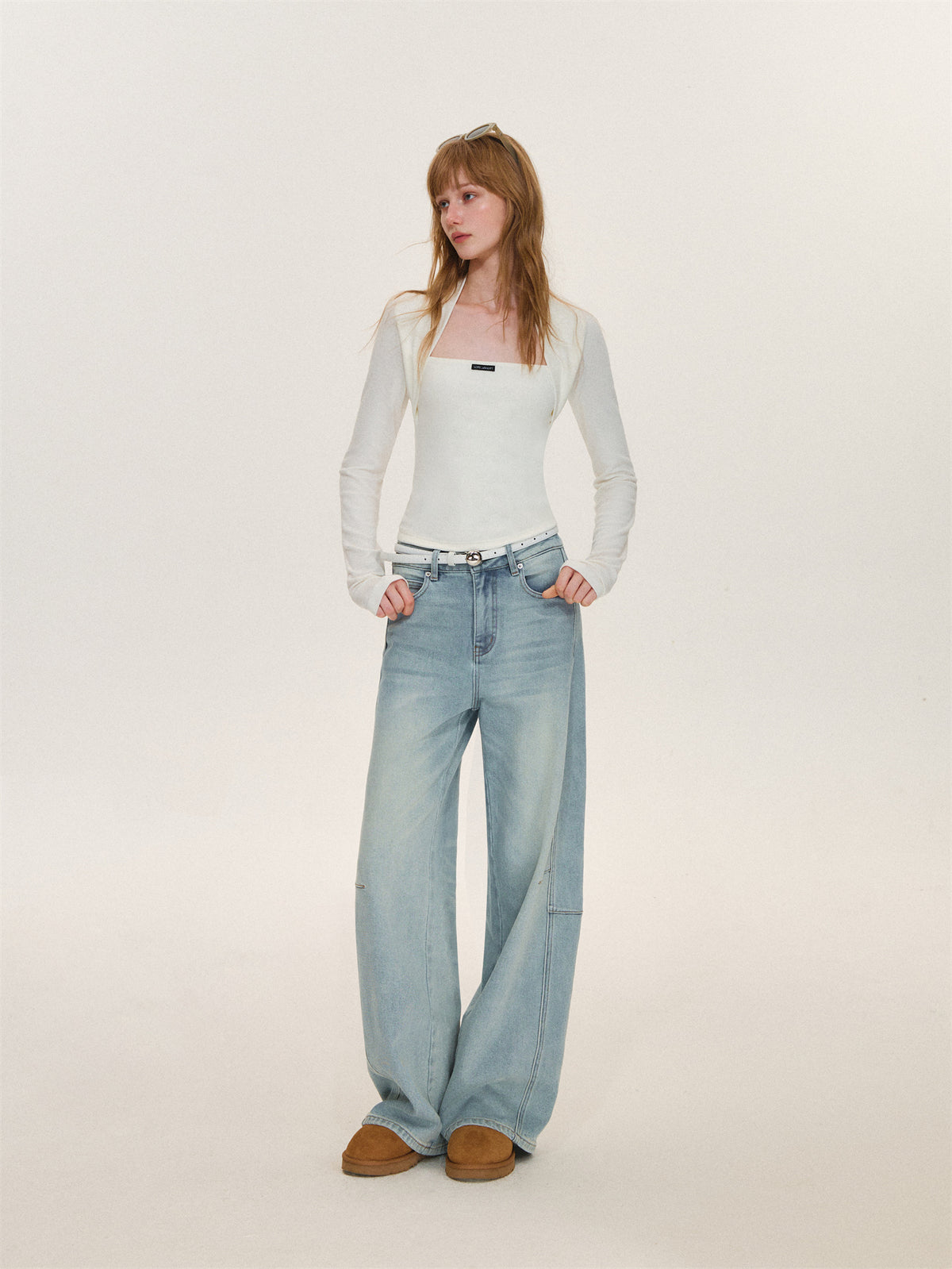 Asgony ASG26612 Faux-Layered Long-Sleeve Top
