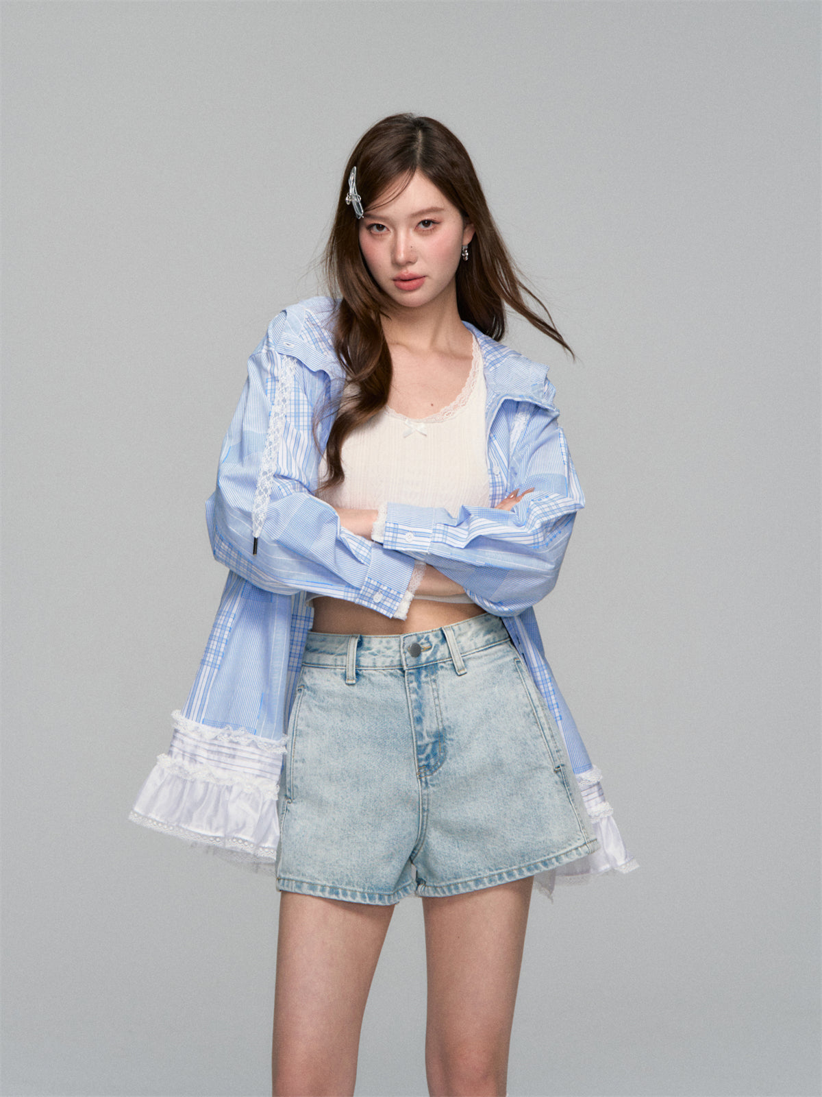 AsGony ASG25123 High waisted minimalist A-line shorts