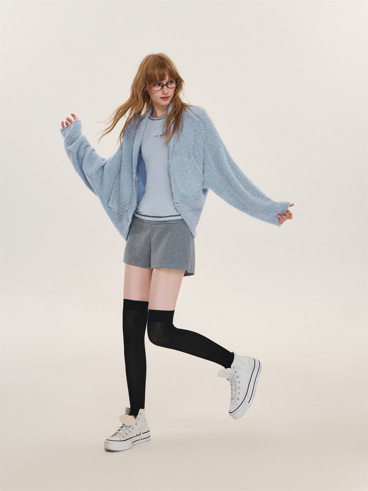 Asgony ASG26568 Soft Loop-Yarn Batwing Cardigan