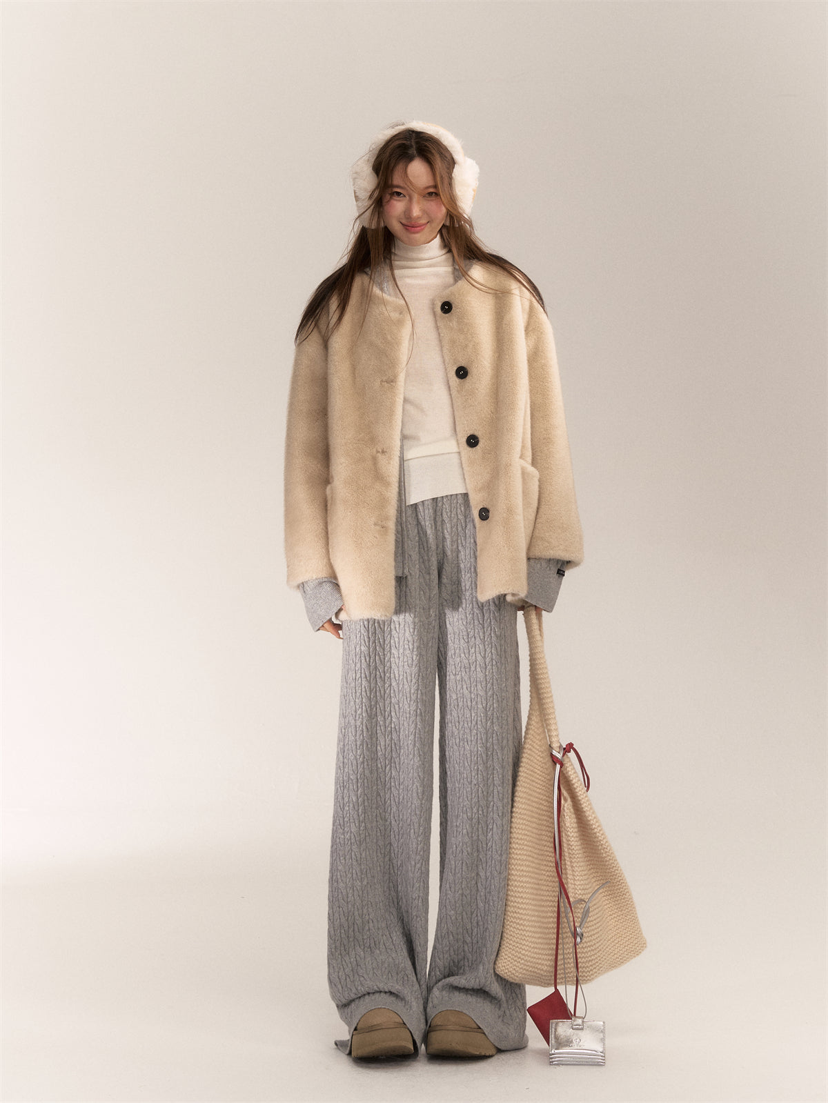 AsGony ASG24640 Mock mink fur casual coat