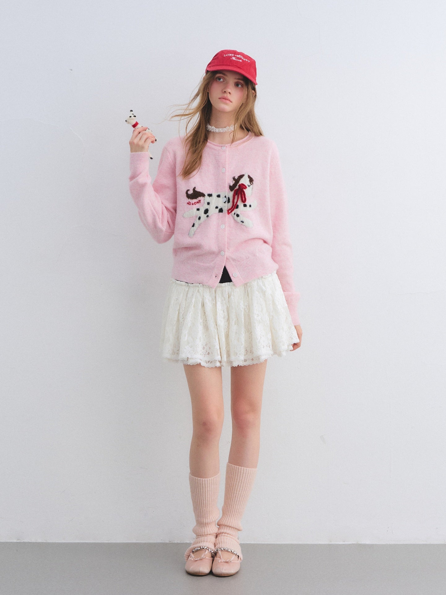 AsGony ASG25671 Elastic contrasting lace patchwork puffy skirt