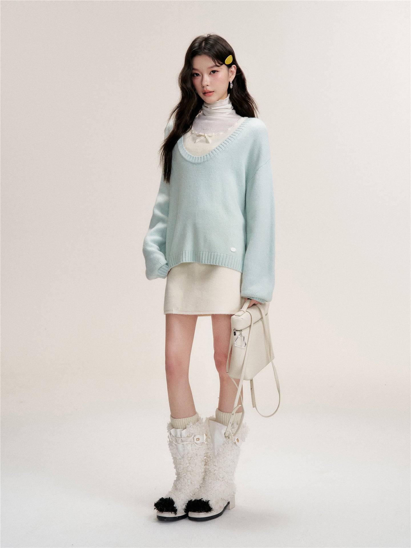 16DEWS 16D25460 Wool blend woolen A-line skirt