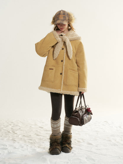 16DEWS 16D25532 Fur integrated mid length jacket