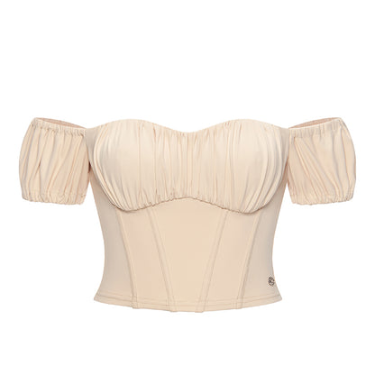 SHEERLUCK TZ25602 Off shoulder corset top + skirt set (2color)