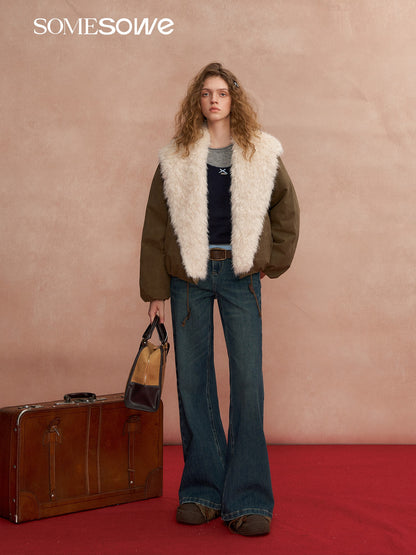 SOMESOWE S2508290 Large collar flower bud short down jacket