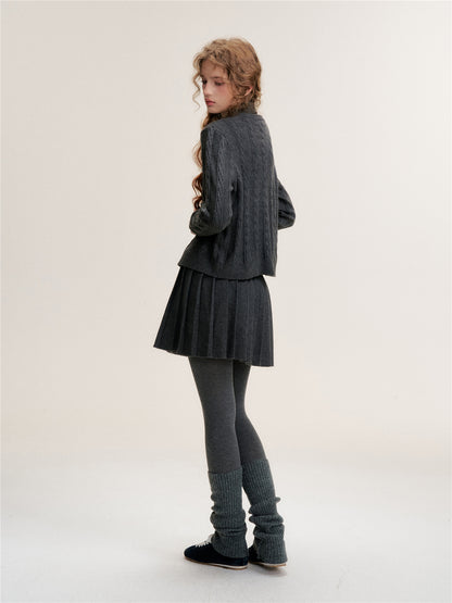 16DEWS 16D25490 Twisted round neck knitted suit set