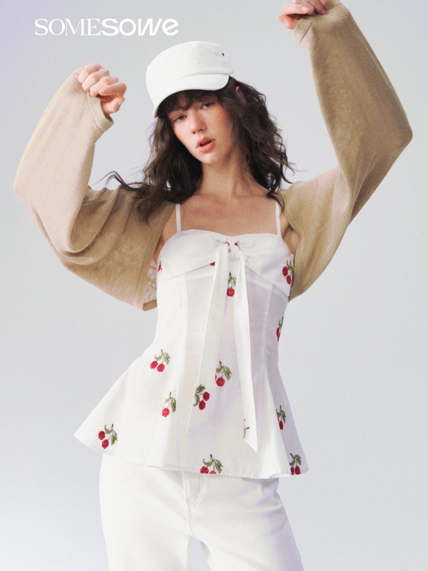 SOMESOWE S2609078 Bow strap strapless top