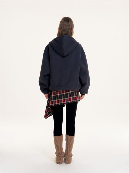 16DEWS 16D25429 Color blocked hooded drawstring sweatshirt jacket