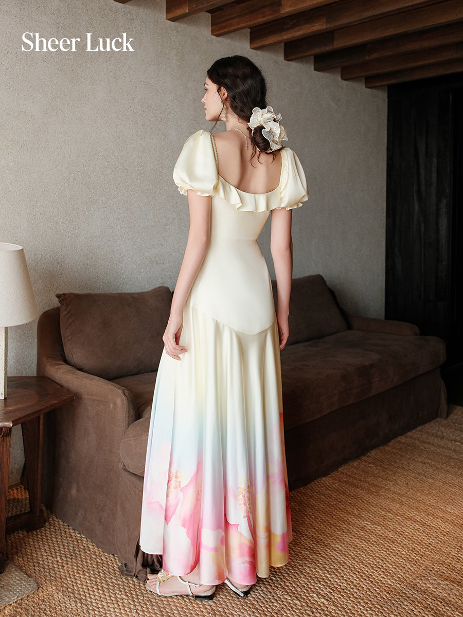 SHEERLUCK SLLYQ26308 Blended French style square neck dress