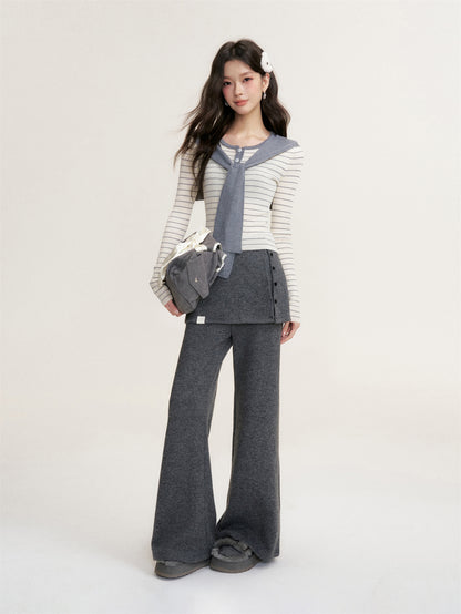 16DEWS 16D25450 High waisted wool casual pants