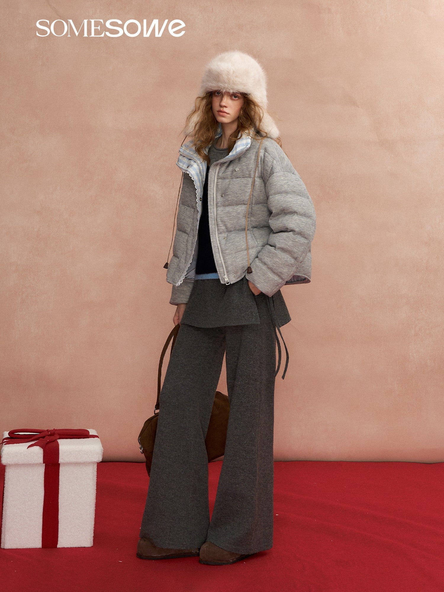 SOMESOWE S2508299 Detachable curtain micro fleece long pants