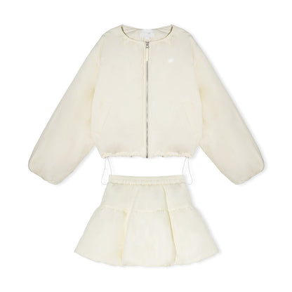 16DEWS 16D25536 Round neck cotton jacket + A-line skirt two-piece set