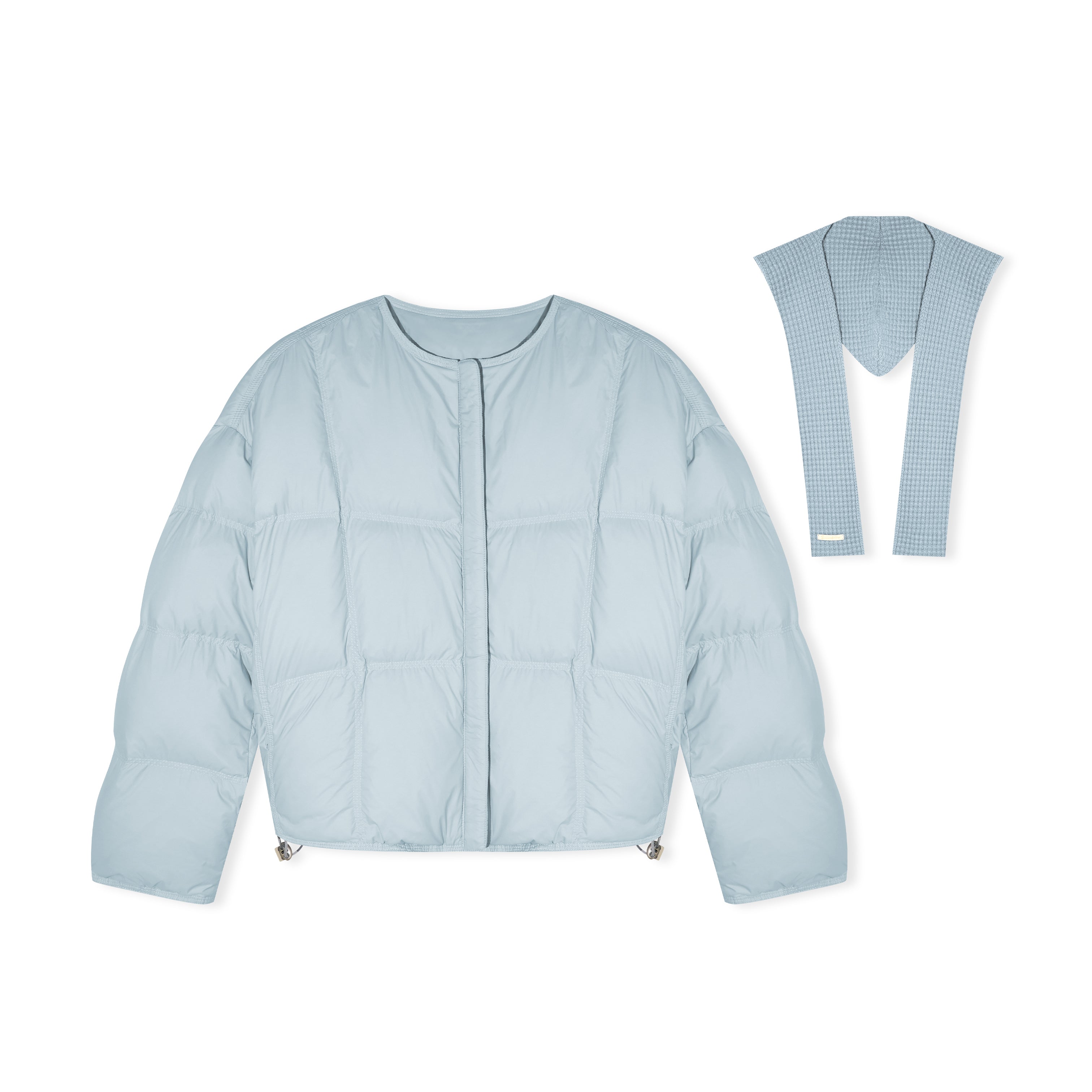 16DEWS 16D25515 White duck down round neck short down jacket