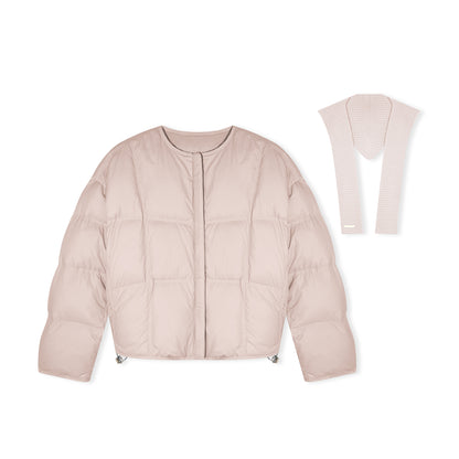 16DEWS 16D25515 White duck down round neck short down jacket