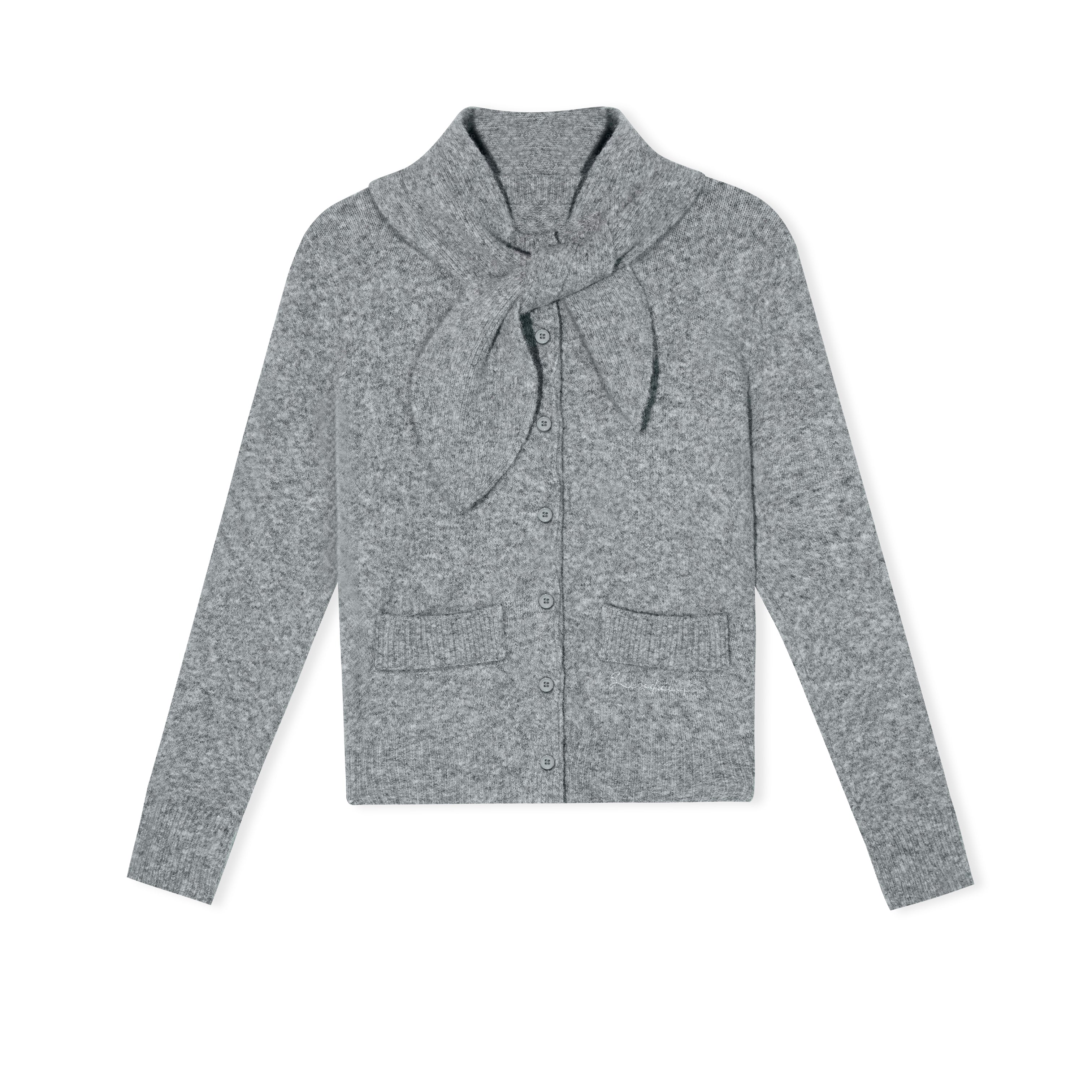 16DEWS 16D25521 Detachable Scarf Collar Knitted Top