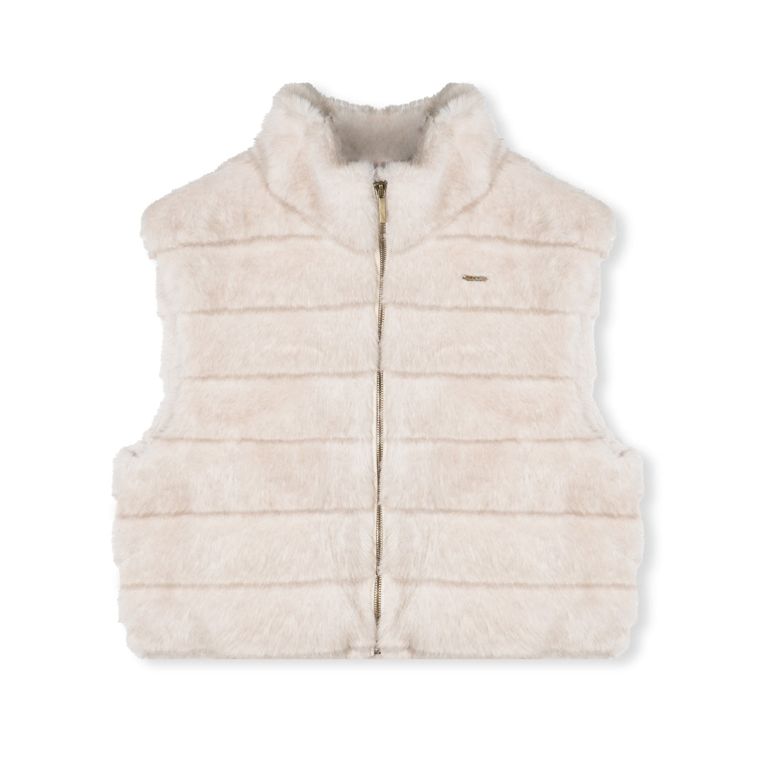 16DEWS 16D25531 Stand collar design imitates mink fur vest