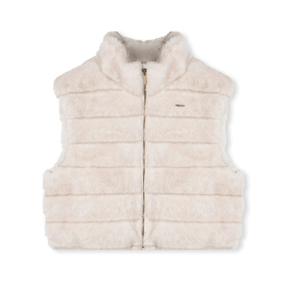 16DEWS 16D25531 Stand collar design imitates mink fur vest