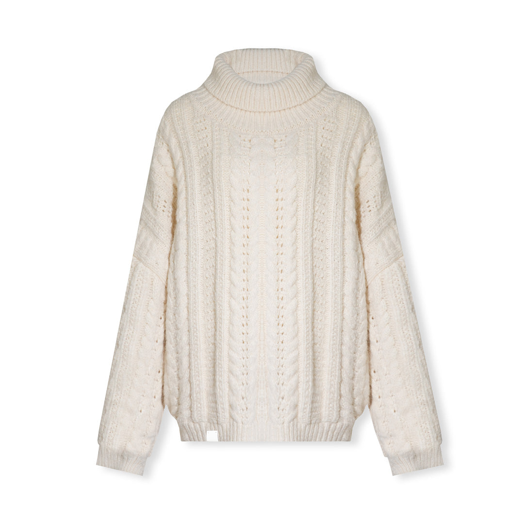 16DEWS 16D25503 High neck twists silhouette pullover sweater