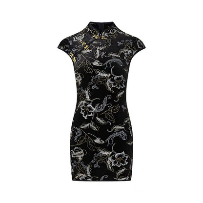 FINDYAWINGS Silver Black Cheongsam(2length)