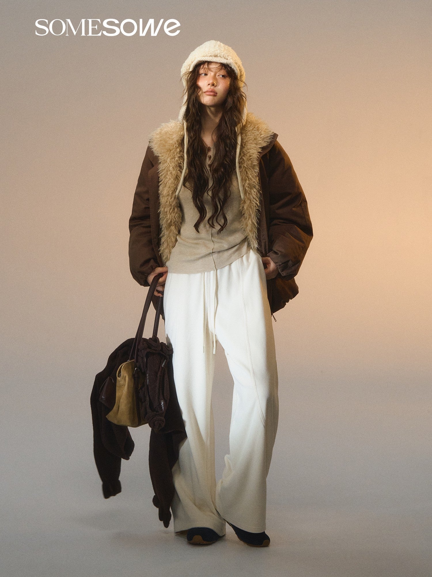 SOMESOWE S2508258 Detachable fur collar down jacket